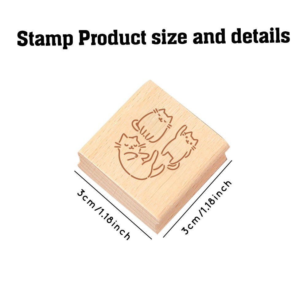 Fashion Cat Pose Natural Wood Rubber Stamp